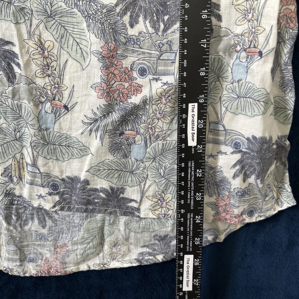Tahari Womens Linen Top Size 1X Surfing Tropical Beach Print Resort Vacation - Picture 9 of 14